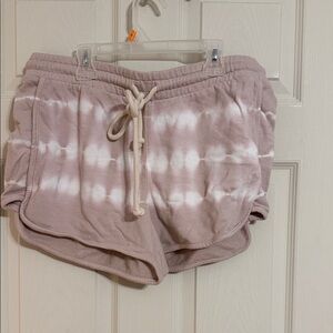 Universal Thread Tie-Dye Drawstring Athletic Shorts - Light Mauve & White